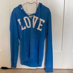 PINK blue hoodie with V neck size L